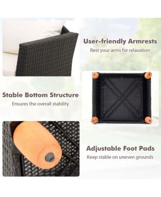 Set of 5 Furniture Set w/ Storage Table Ottomans Soft Pillows Patio