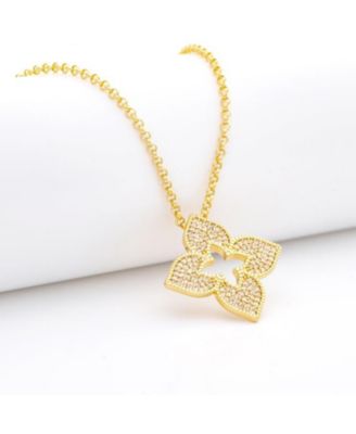 Cubic Zirconia Long Quatrefoil Pendant