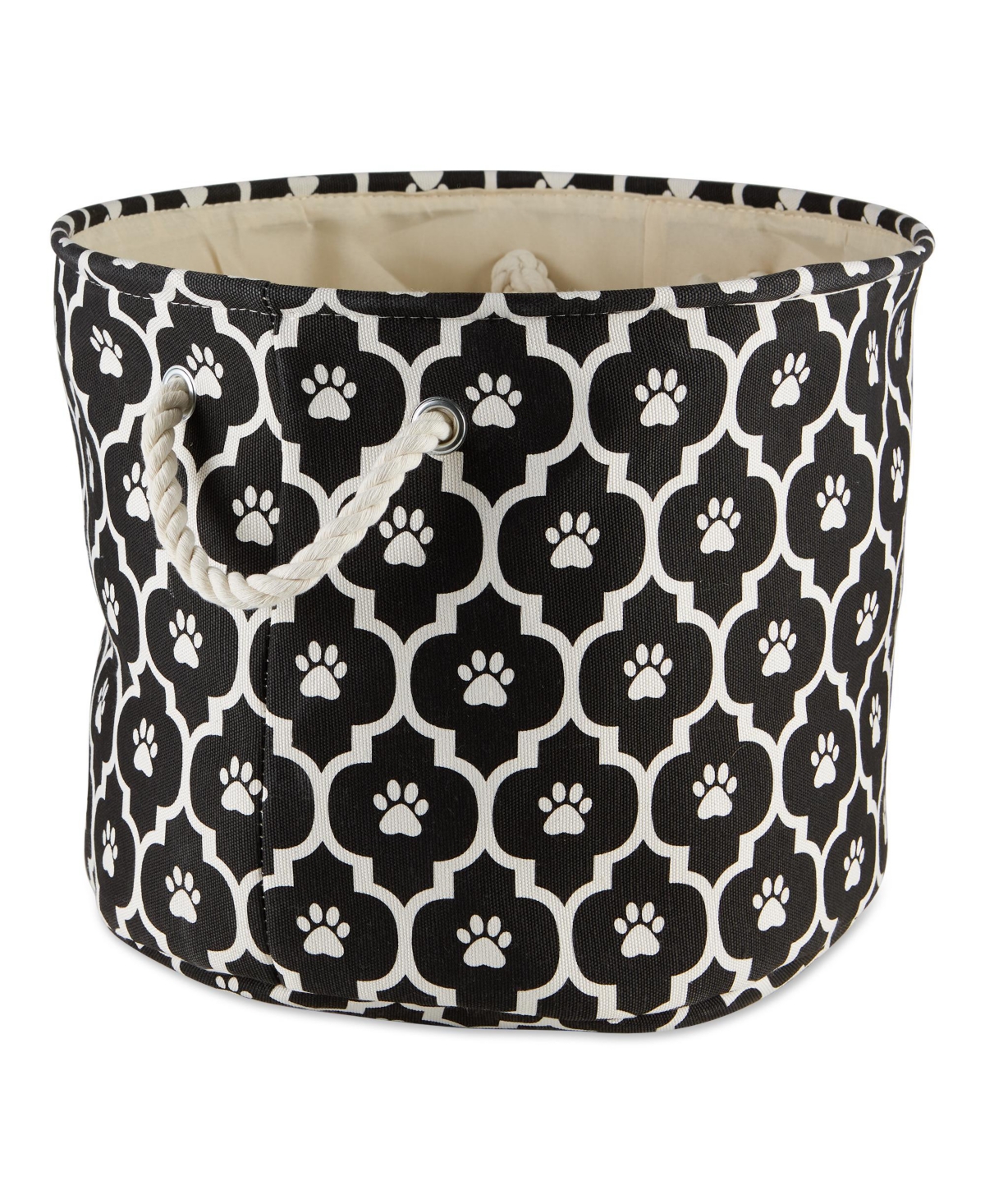 Collapsible Pet Storage Bin Lattice Paw Print - Black