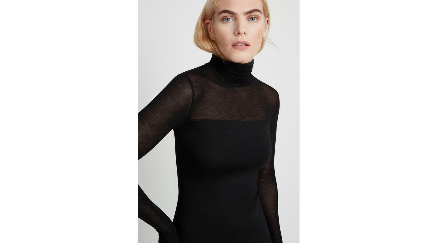 Женский топ Marcella Cara Fitted Turtleneck with Sheer Jersey Sleeves, цвет: Чёрный — фото 4