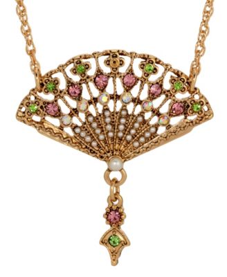 Crystal Fan Pendant Necklace