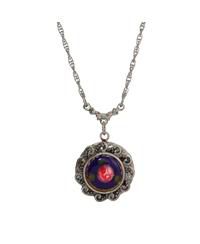 Floral Enamel Round Locket Necklace