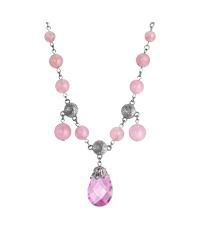 Pink Beaded Briolette Pendant Necklace