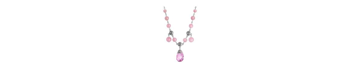 2028 Pink Beaded Briolette Pendant Necklace In Pink