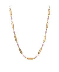 14K Gold Dipped Gold Tube Bead Crystal Necklace