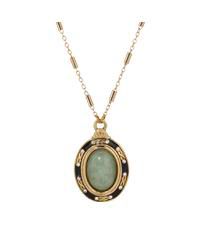 14K Gold Dipped Green Oval Necklace
