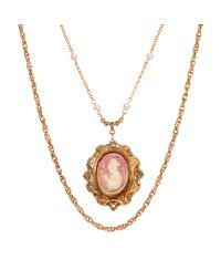 Resin Cameo Double Chain Necklace