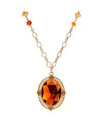 Oval Acrylic Topaz Pendant Necklace