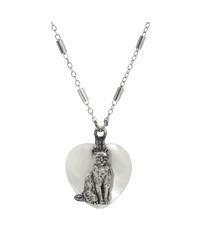 MOP Heart Cat Pendant Necklace