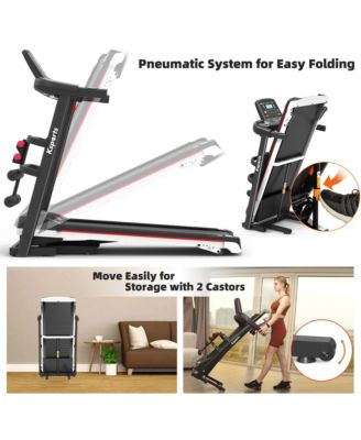 Treadmill Electric Foldable Exercise Indoor Walking Pad with Auto and Manual Incline, Sit-Up Rack or Strap, Ab Mat, and 2 Dumbbells, Black