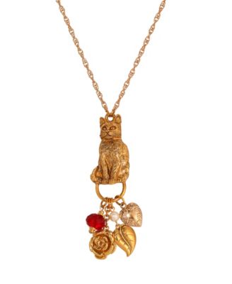 Cat Charm Holder Glass Bead Necklace