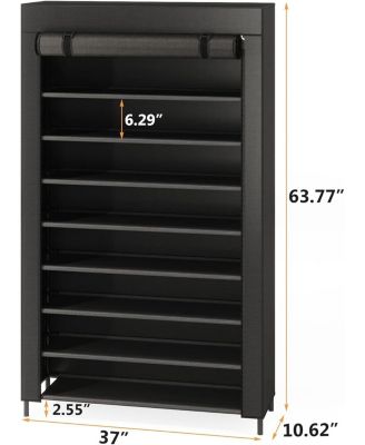 10 Tier Shoes Rack with Cover,50 Pair Large Shoe Stand, Non-Woven Shoe Storage Cabinet
