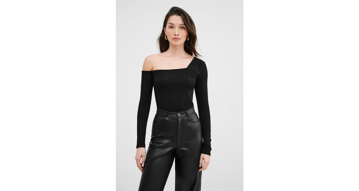 Women's Elsa Off-Shoulder Asymmetric Square-Neck Fitted Jersey Top