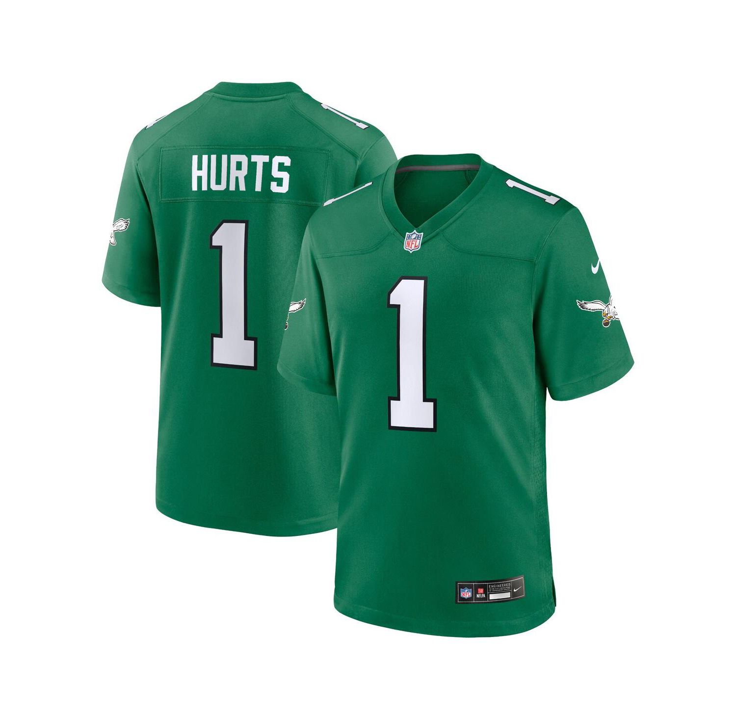 Men's Jalen Hurts Kelly Green Philadelphia Eagles Alternate Game Player Jersey