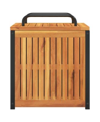 Patio Cushion Box 17.7&amp;quot;x17.7&amp;quot;x17.7&amp;quot;/20.9&amp;quot; Solid Wood Acacia and Steel