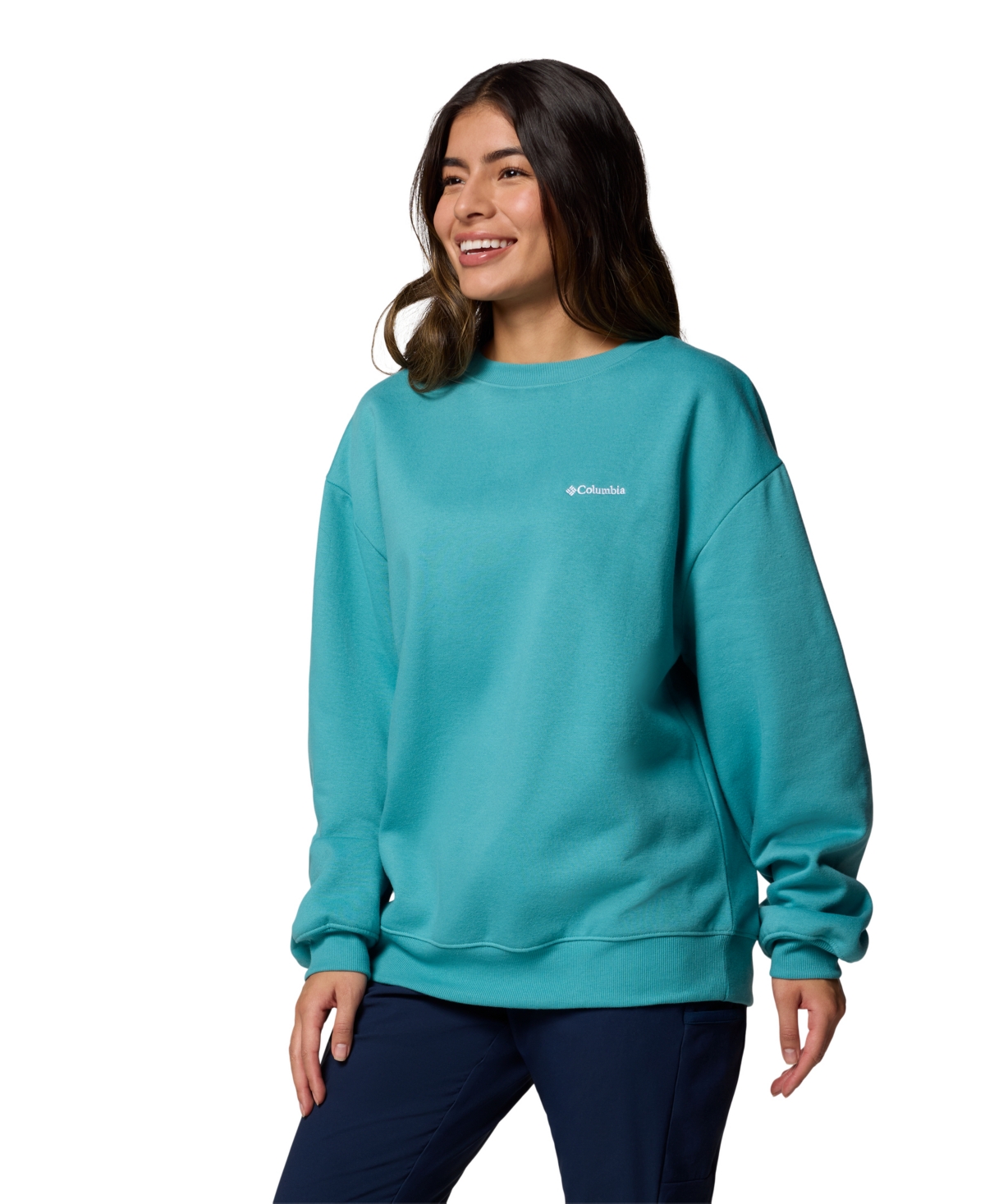 Shop Columbia Women's Aldermore Crewneck Long-sleeve Sweatshirt In Teal