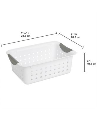 White Small Ultra Basket Durable Plastic Storage Organizer, (12 Pack)