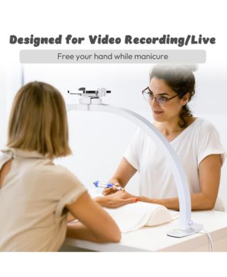 40W Foldable Half Moon Nail Desk Lamp LED Nail Tech Light Phone Holder With Carry Bag For Manicure Beauty Salon Home Spa