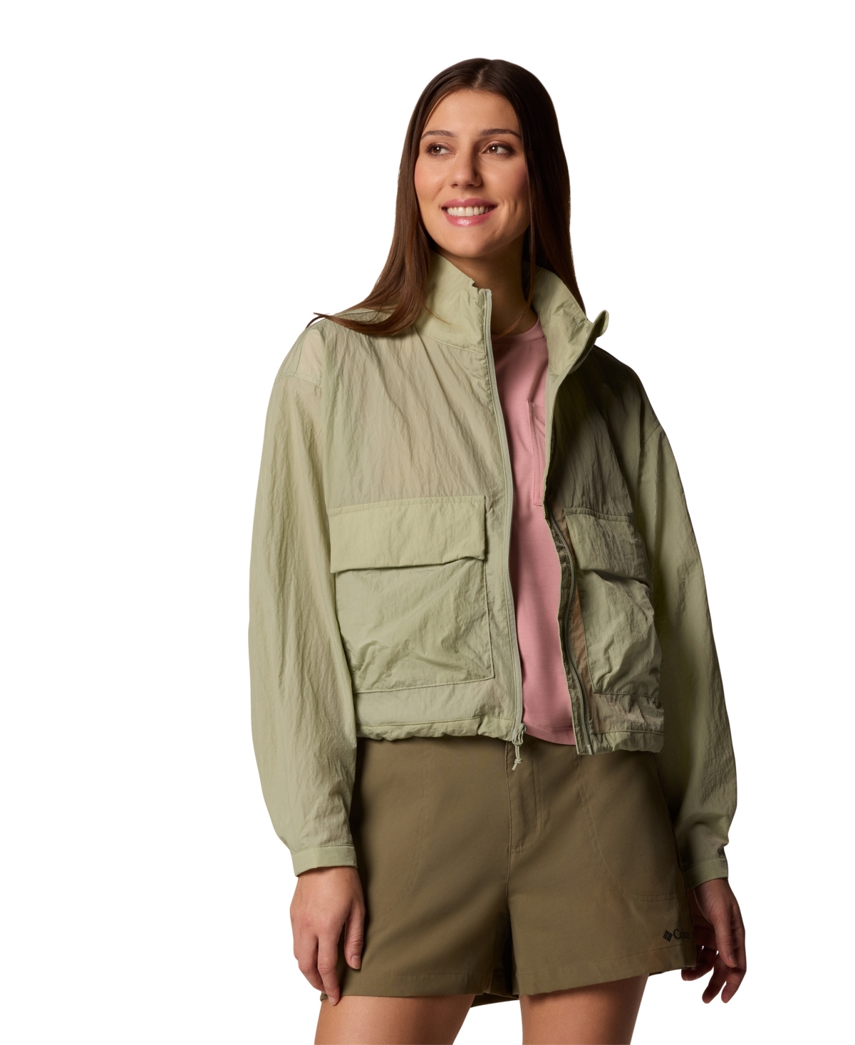 Women's Paracutie Cropped Cargo Windbreaker Jacket - Safari