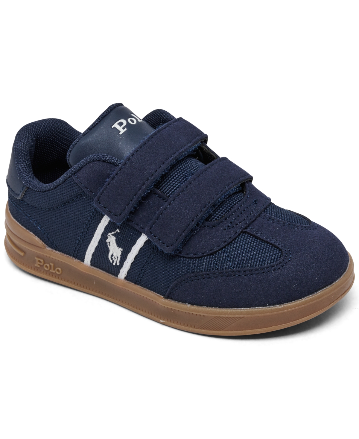 Polo Ralph Lauren Toddler Kids Heritage Court Iii T-toe Fastening Strap Casual Sneakers From Finish Line In Navy,white