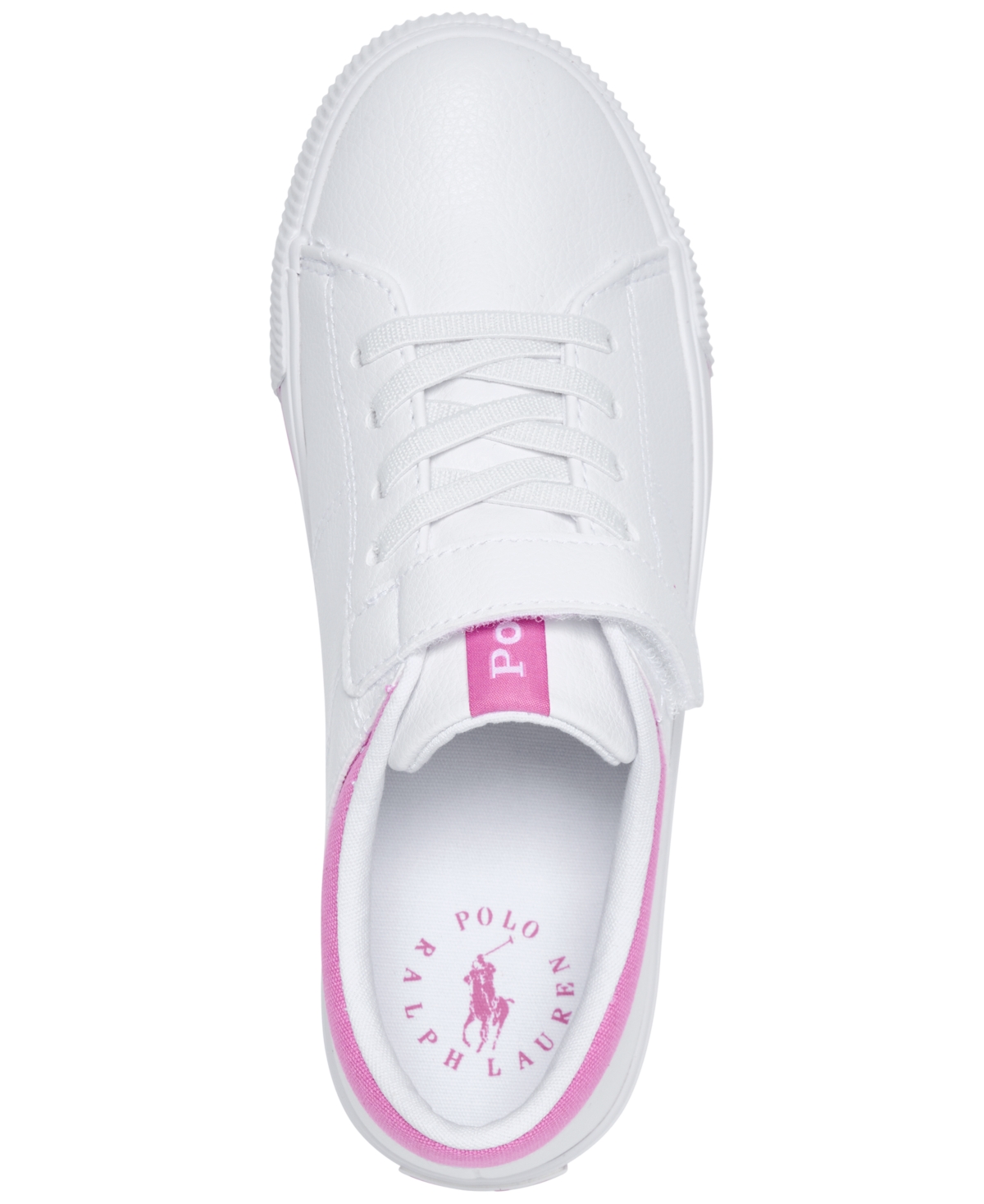 Polo Ralph Lauren Big Girls Elmwood Casual Sneakers From Finish Line In White,pink