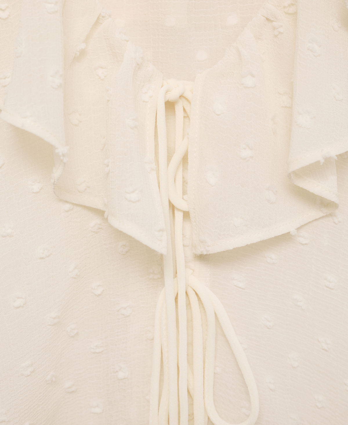 Mango Ruffled Blouse Ecru In Ecru