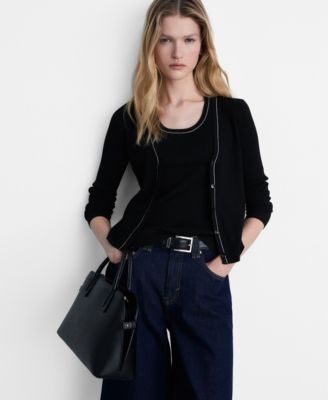 MANGO - Women's V-Neck Knitted Cardigan