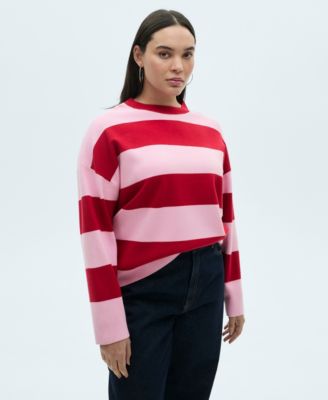 Women's Round-Neck Striped Sweater
