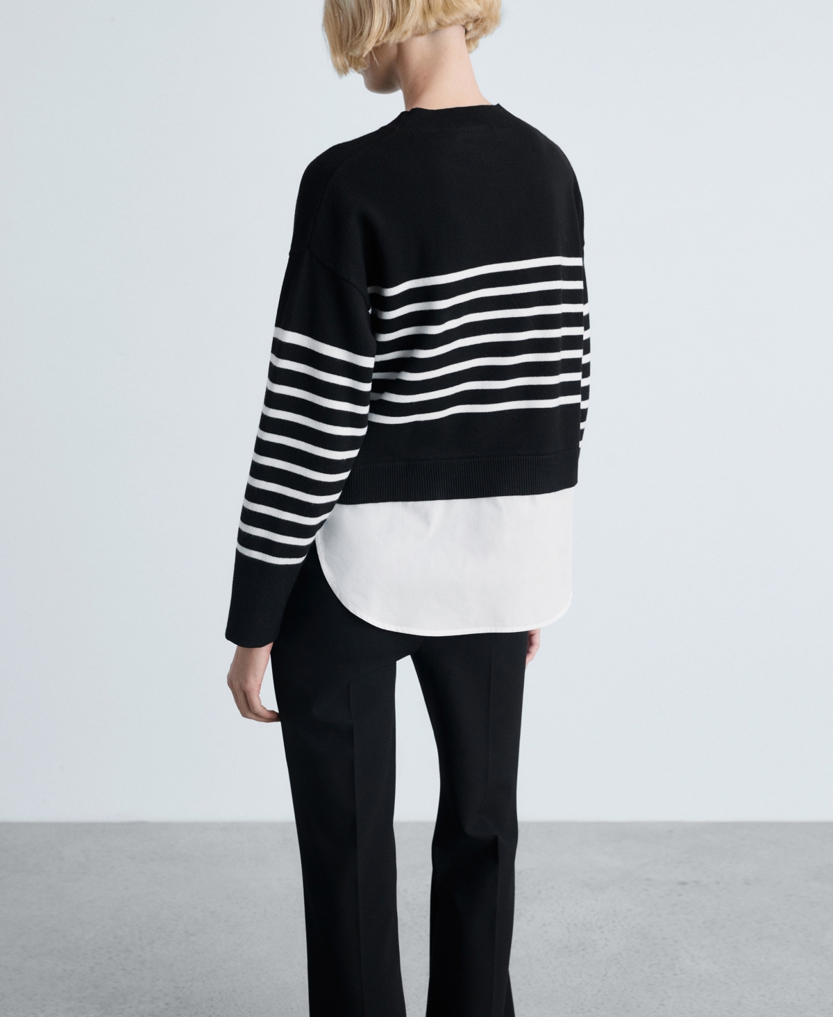 Shop Mango Women's Combined Knitted Sweater In Black