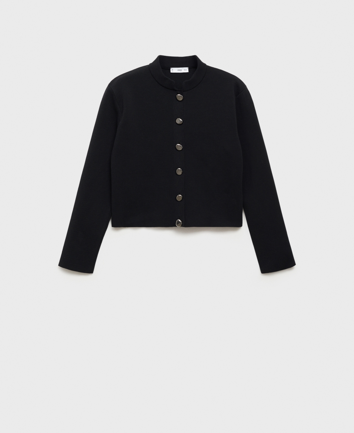 Mango Women's Mandarin Collar And Jewel Buttons Jacket Sweater In Black
