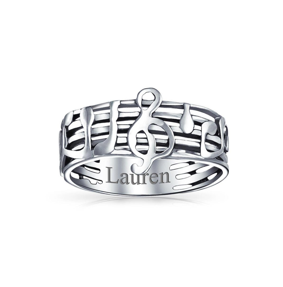 Bling Jewelry Silver Ring Musicians: Treble Clef Note Band in Oxidized Sterling Silver