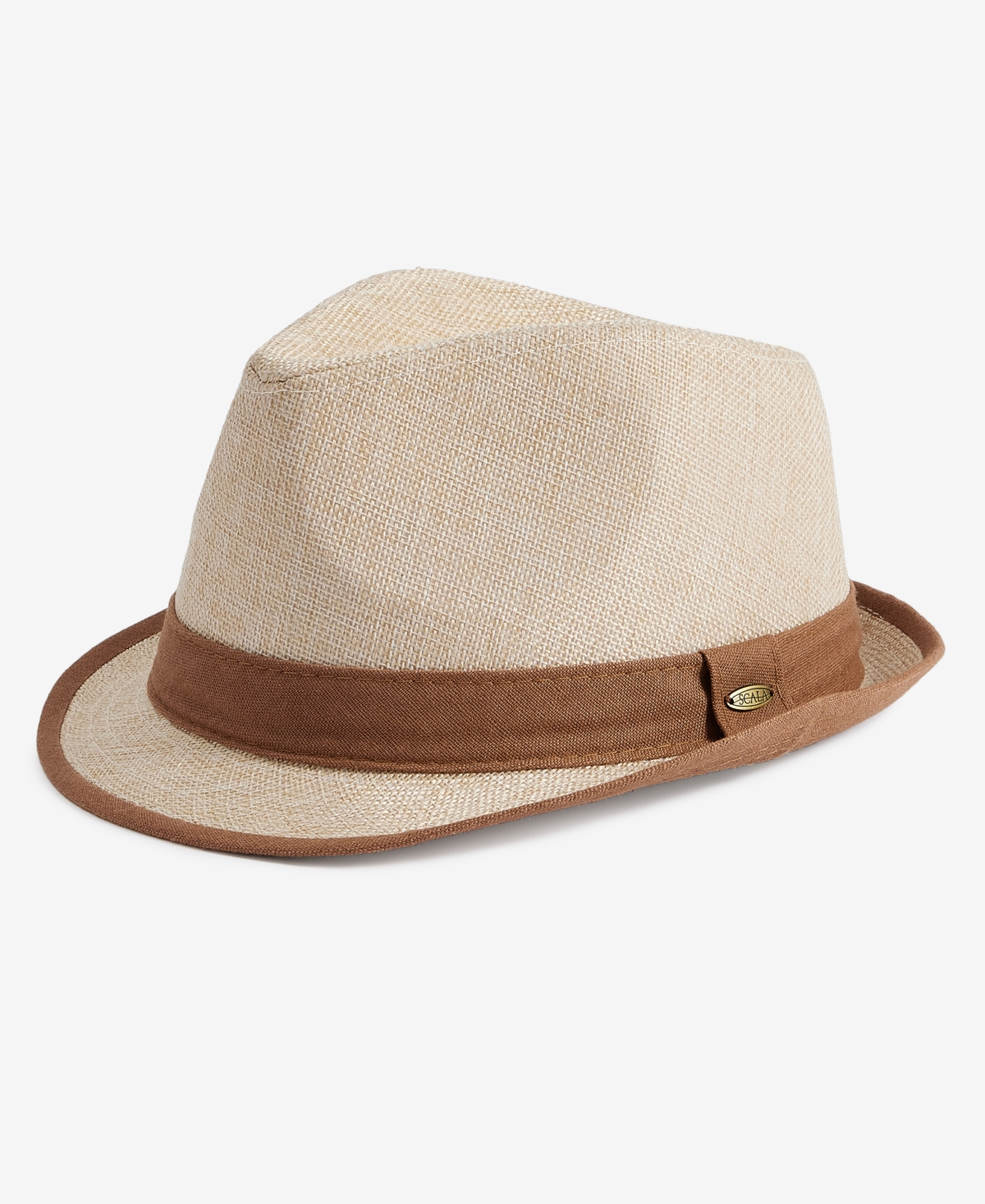 Men's Contrast Trim Fedora Hat - Tea