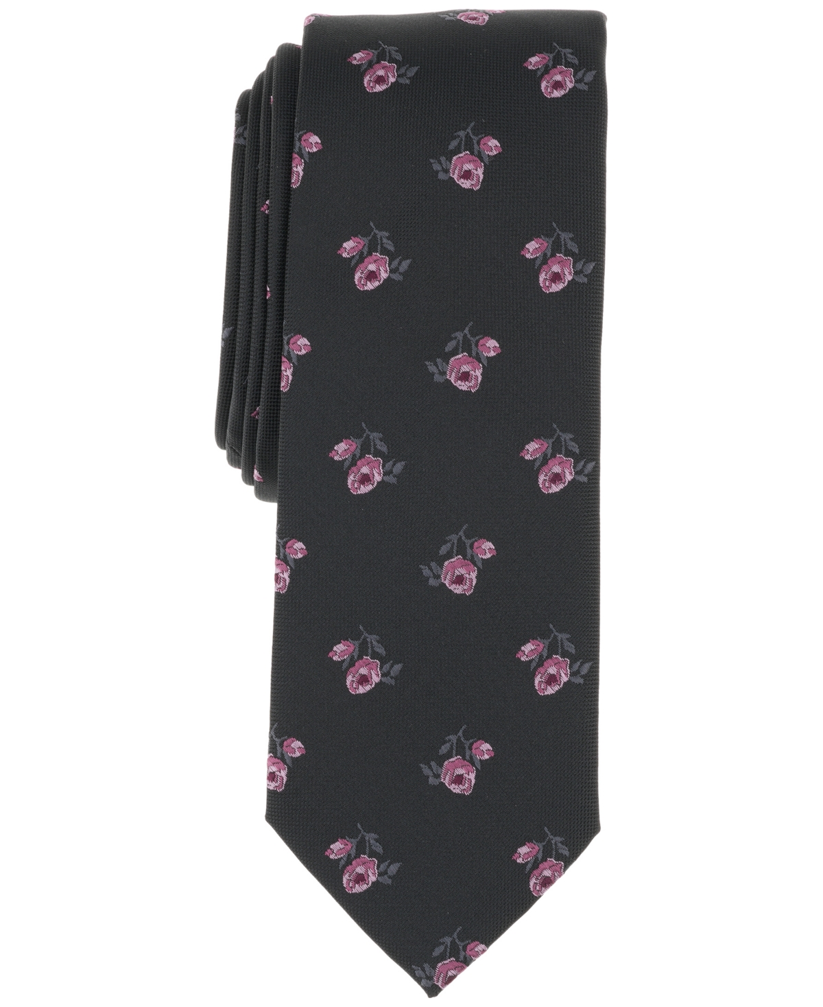 Bar Iii Men's Floral Tie, Exclusively At Macy's In Black