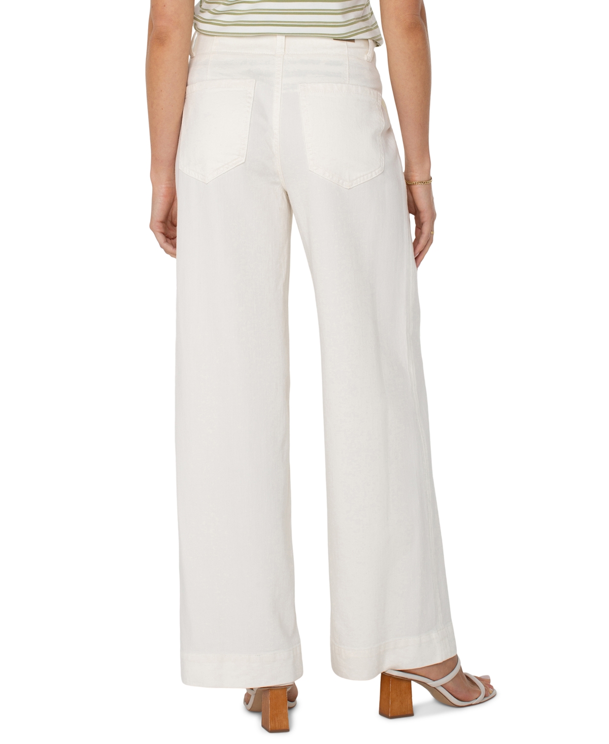 Liverpool Los Angeles Petite Hannah Utility-detail Flare-leg Pants In Whipped Cream