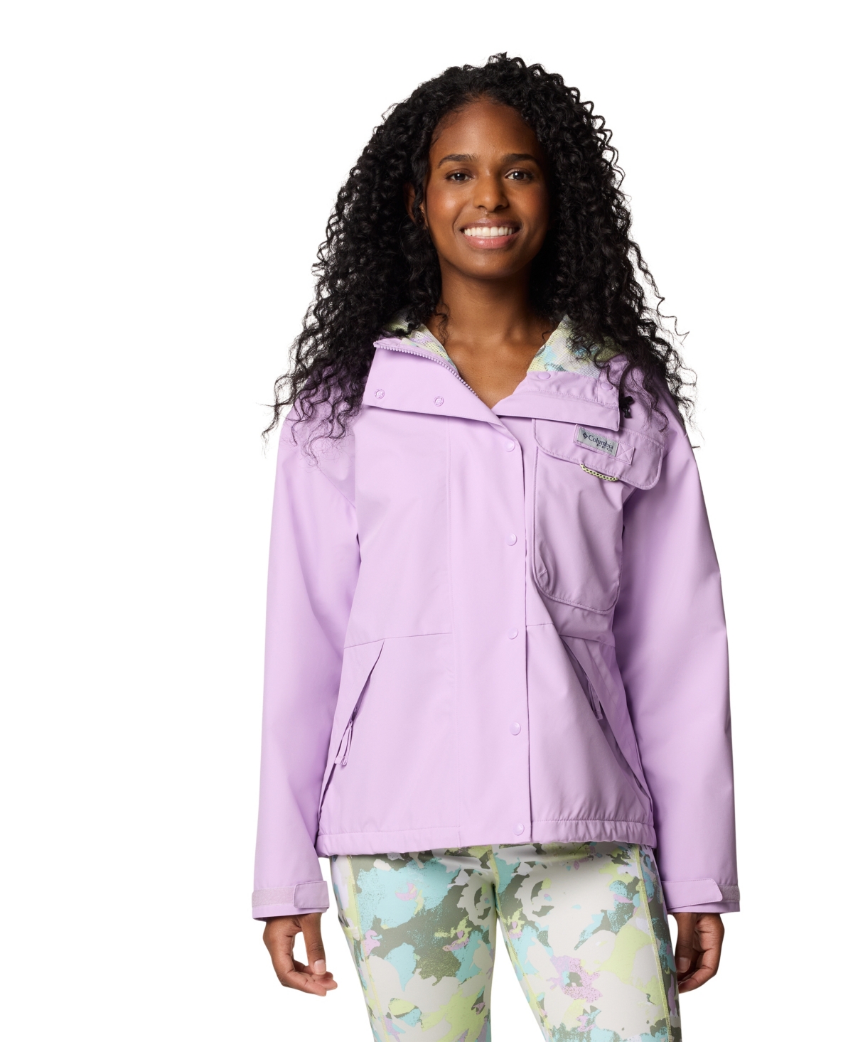 Columbia Women's Pfg Open Water Hooded Rain Jacket - Hydrangea