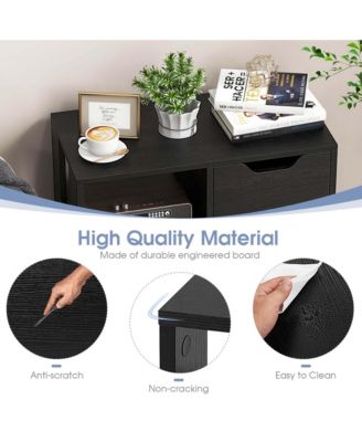 2 PCS 3-Cube Bookcase Organizer with 2-tier Wooden Storage Shelf & Pull-out Drawer