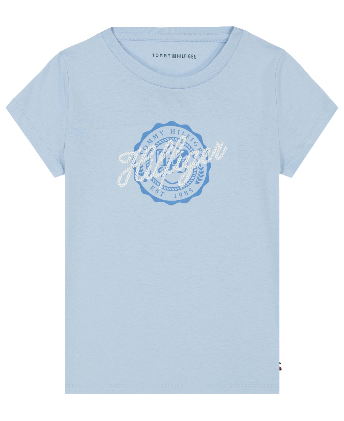 Shop Tommy Hilfiger Big Girls Script Classic Short Sleeve T-shirt In Windsurfer