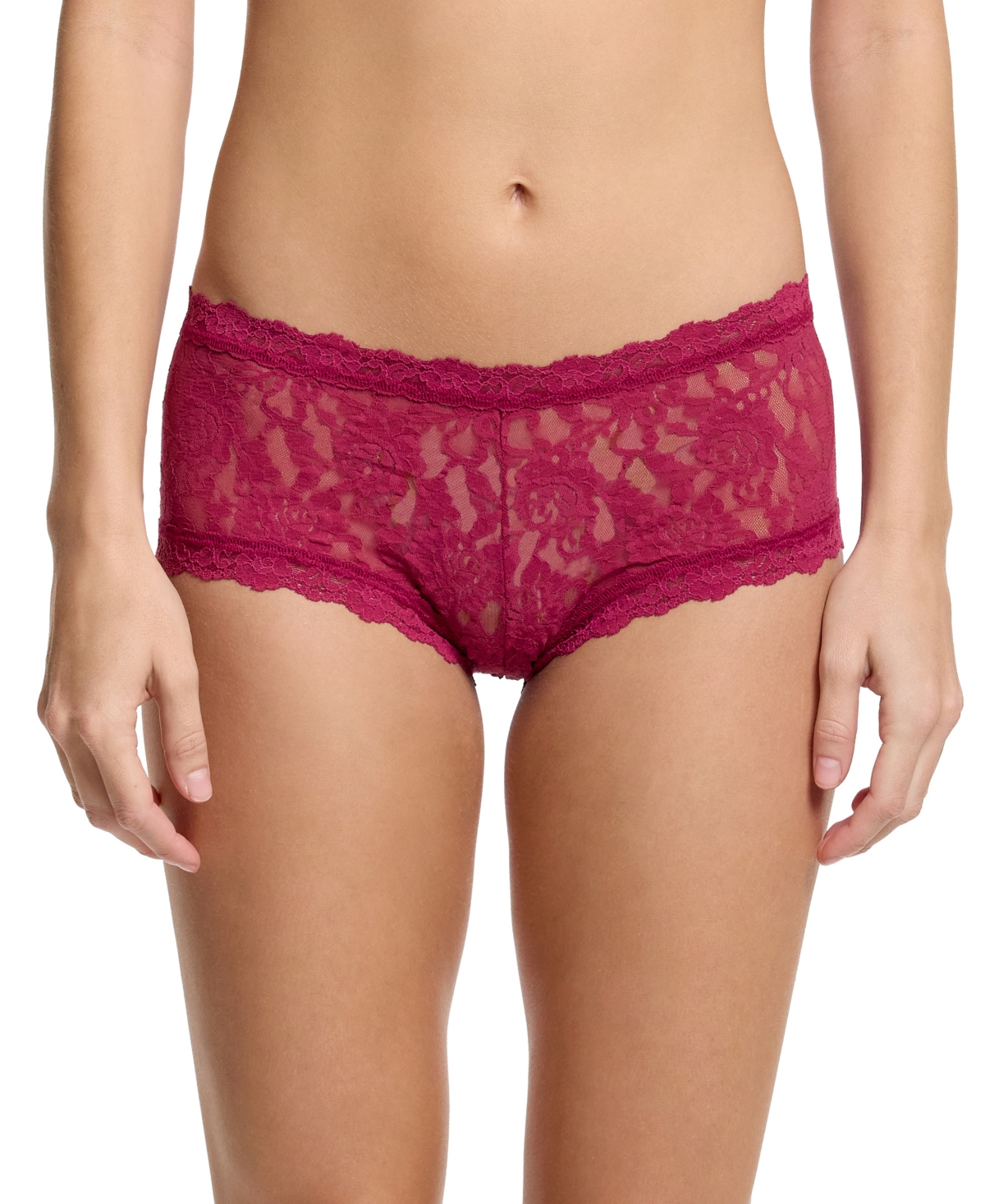 Hanky Panky Women's Daily Lace Boyshort Briefs In Merlot Red