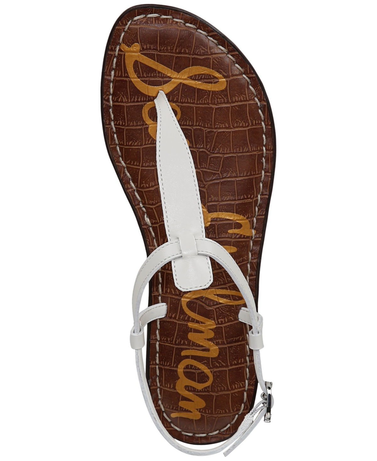 Shop Sam Edelman Women's Gigi T-strap Flat Sandals In Bright White