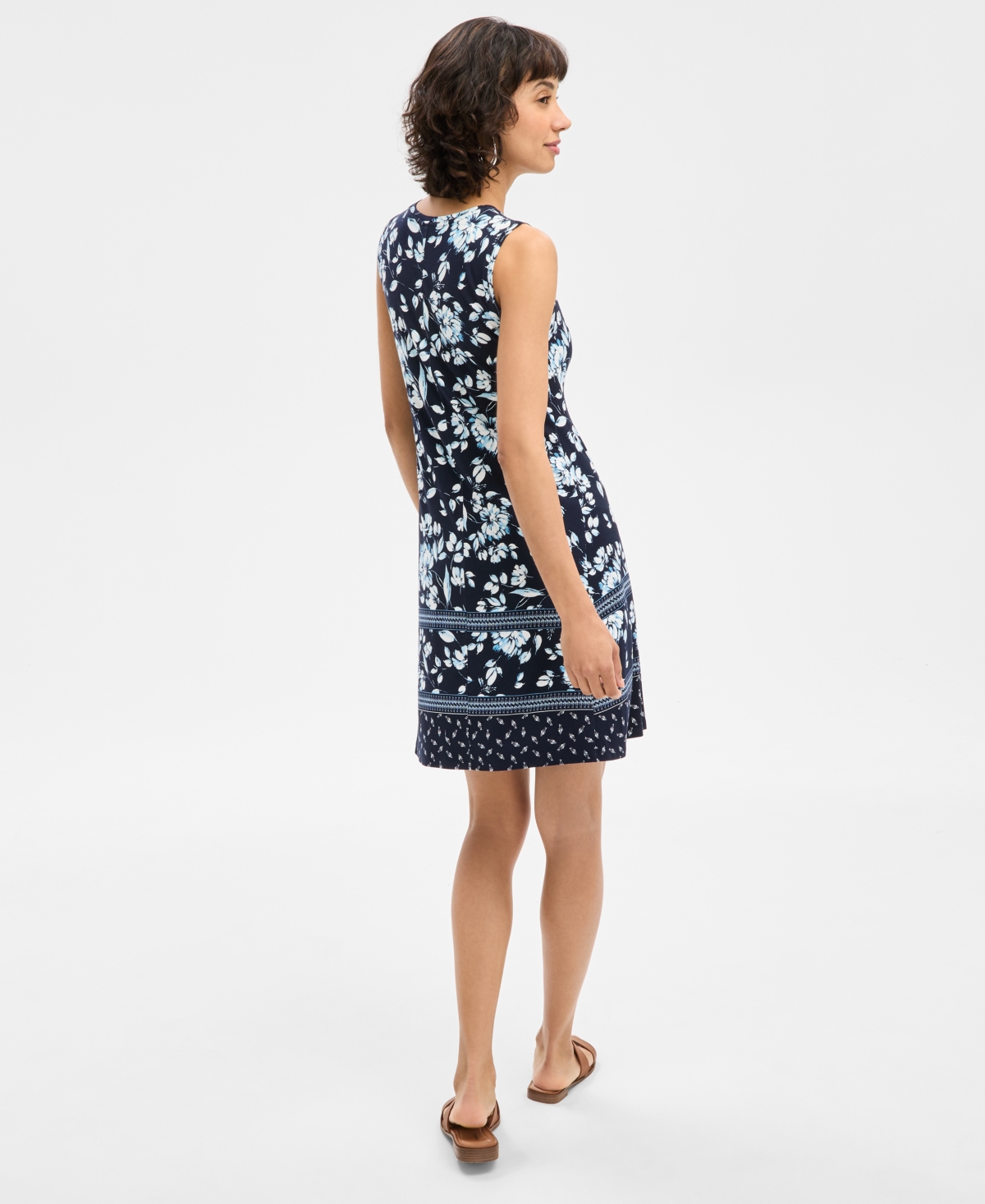 Style & Co Women's Printed Sleeveless Flip-flop Dress, Exclusively At Macy's In Alice Blue