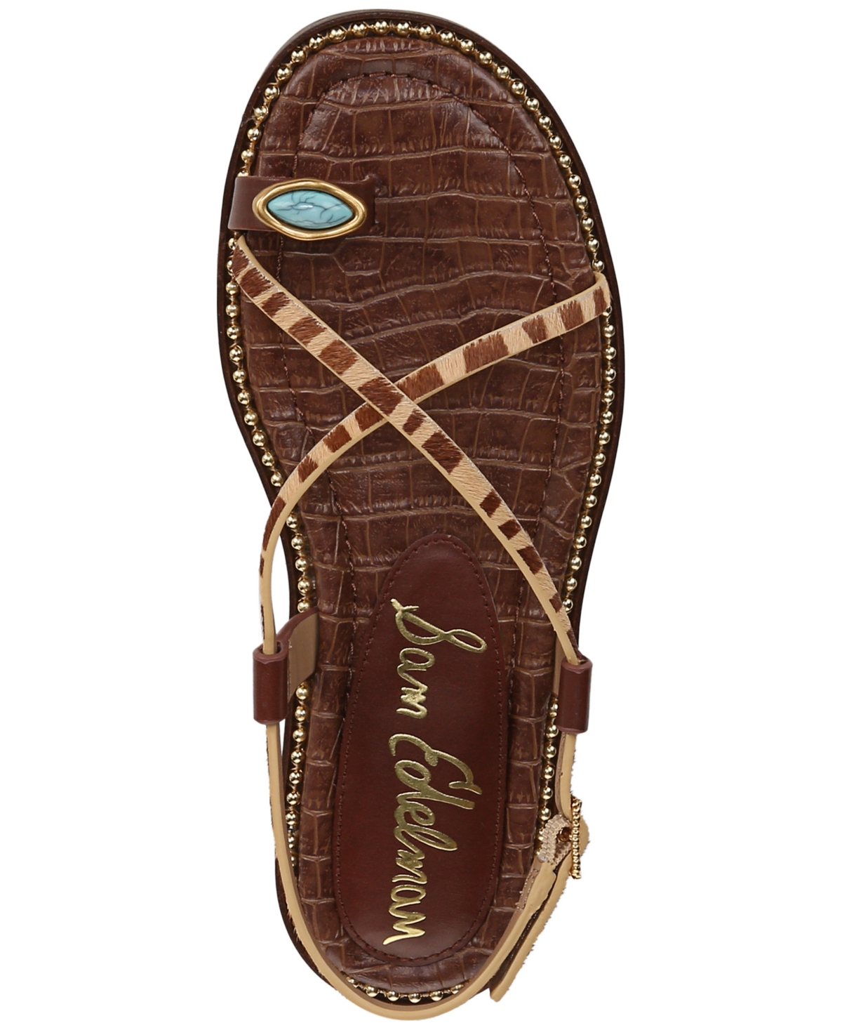 Shop Sam Edelman Women's Tenly Strappy Flat Sandals In Beechwood Multi,burnt Brandy