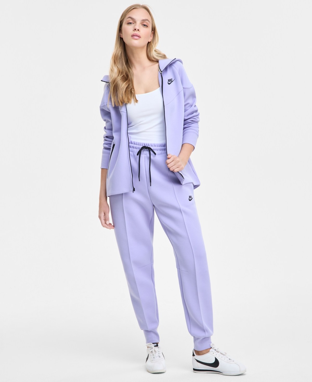 Nike Women's  Sportswear Tech Fleece Windrunner Full-zip Hoodie (plus Size) In Lilac Ice,black