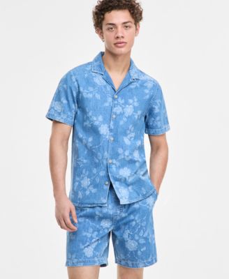Shop Sun + Stone Sun Stone Mens Floral Denim Shirt Shorts Sneakers Exclusively At Macys In Dream
