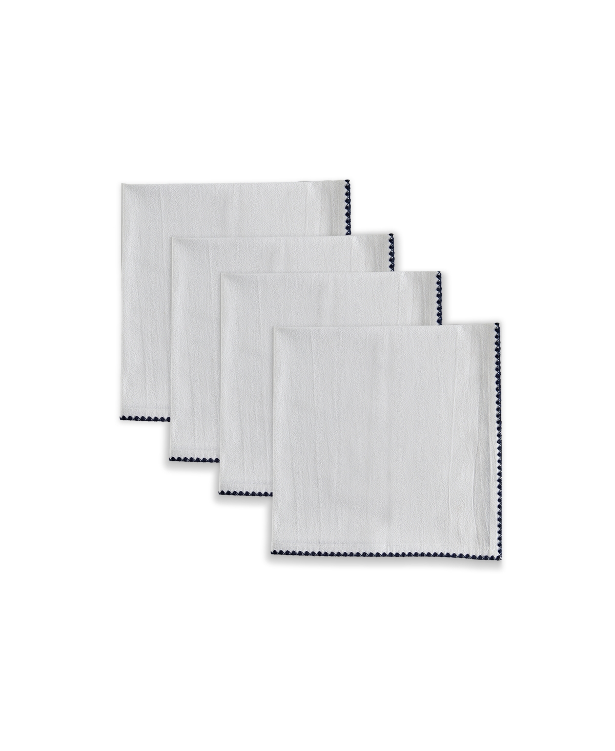 Tableau Embroidered Edge Napkins, Set Of 4 In Blue