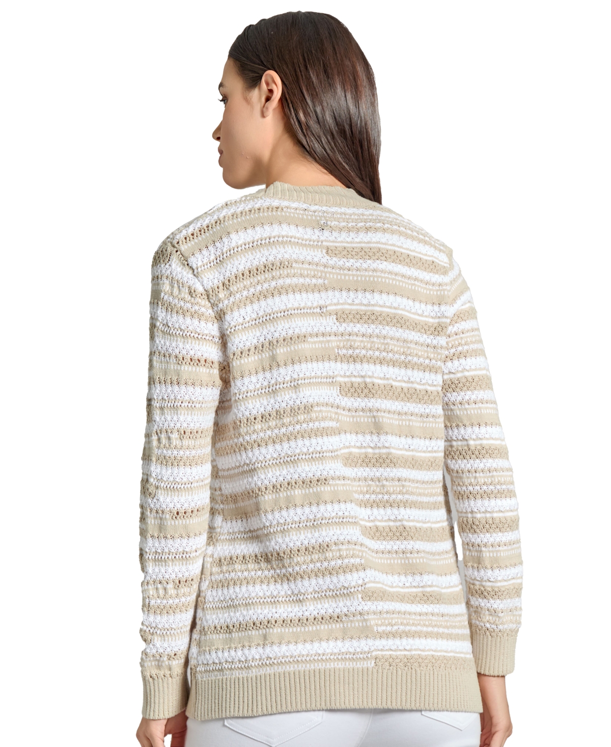 Jones New York Petite Open-front Cardigan In Natural Stone,nyc White