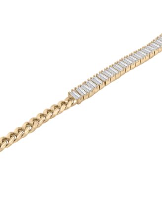 Lab Grown White Sapphire Curb Link Bracelet (4-1/10 ct. t.w.) in 14k Gold-Plated Sterling Silver