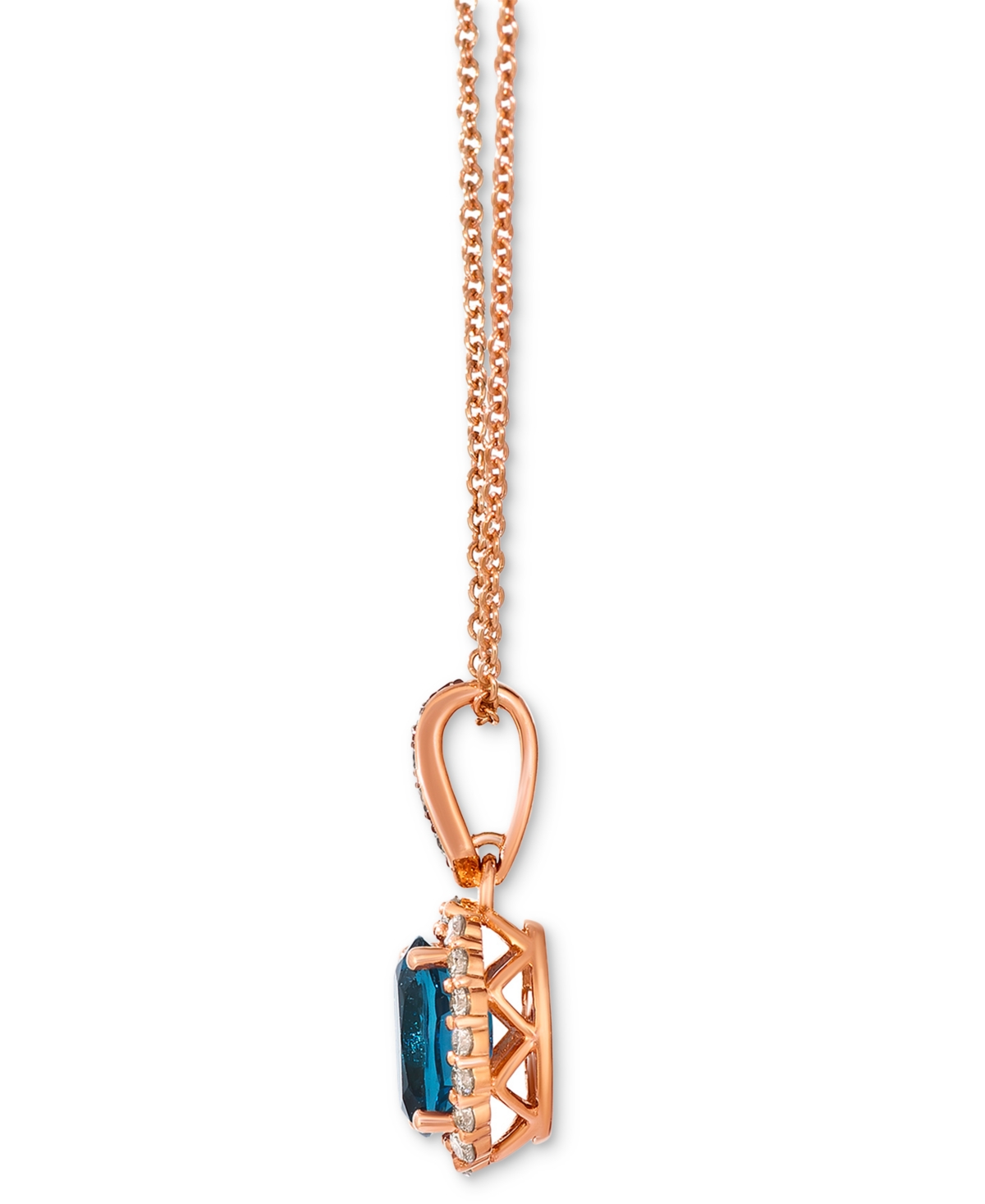 Le Vian London Blue Topaz (3/4 Ct. T.w.) & Diamond (1/5 Ct. T.w.) Oval 20" Pendant Necklace In 14k Rose Gold In Rose Gold