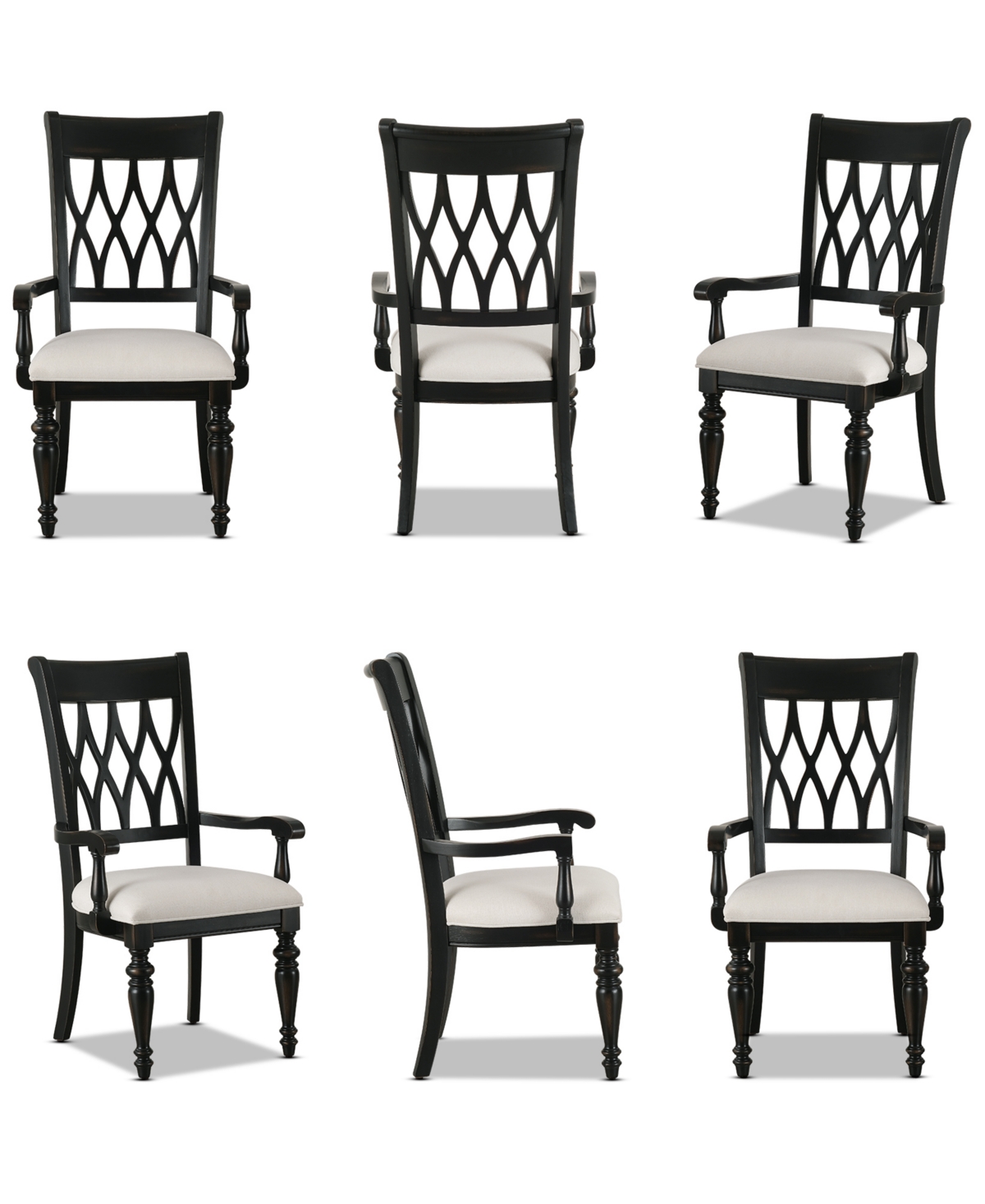Macy's Daria 6-pc. Arm Chair Set, Created For  In Black