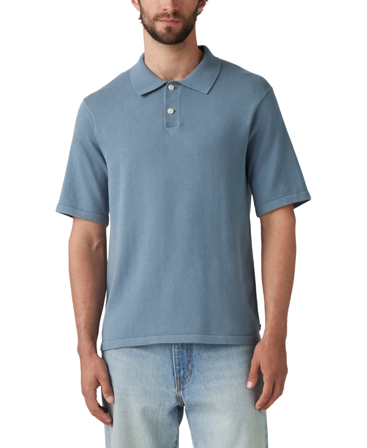 Levi's Men's Short Sleeve Textured Polo Sweater In Blue