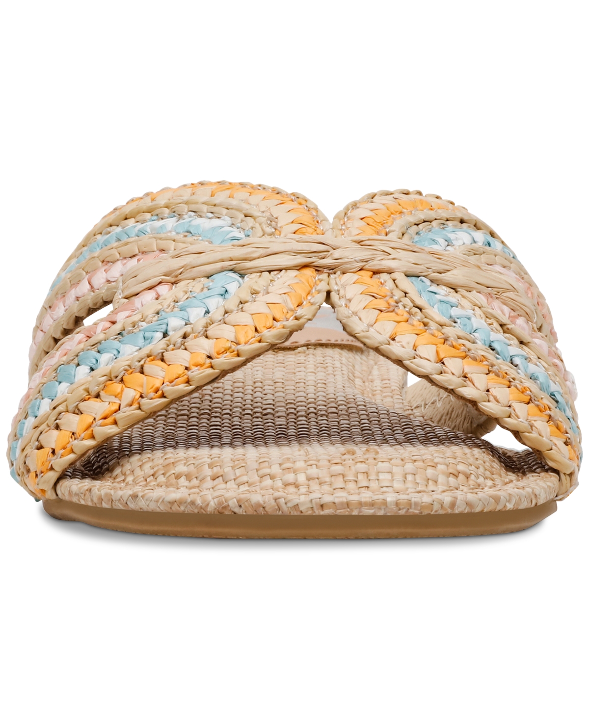 Dv Dolce Vita Women's Geeya Raffia Criss Cross Strap Flat Slide Sandals In Sorbet Raffia